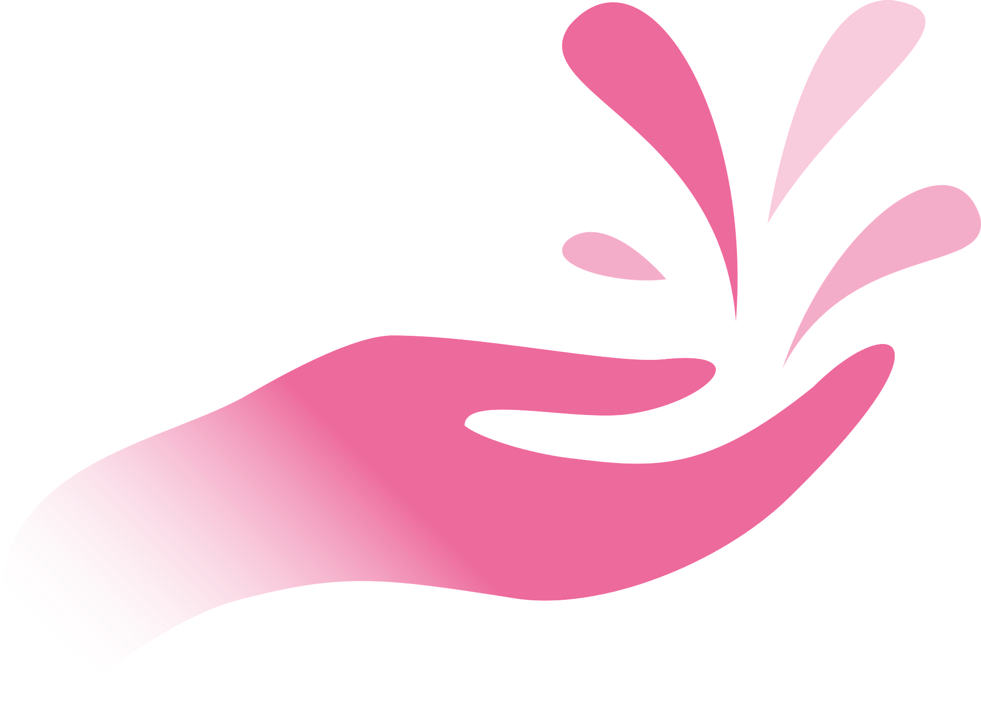 hand holding water and leaf shapes
