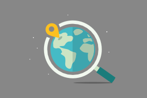 Earth illustration with location pointer